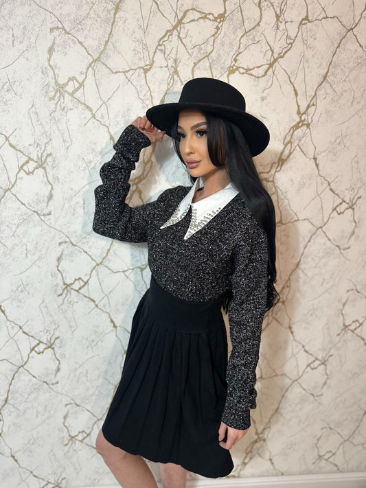 Bluză cu guler si sclipici