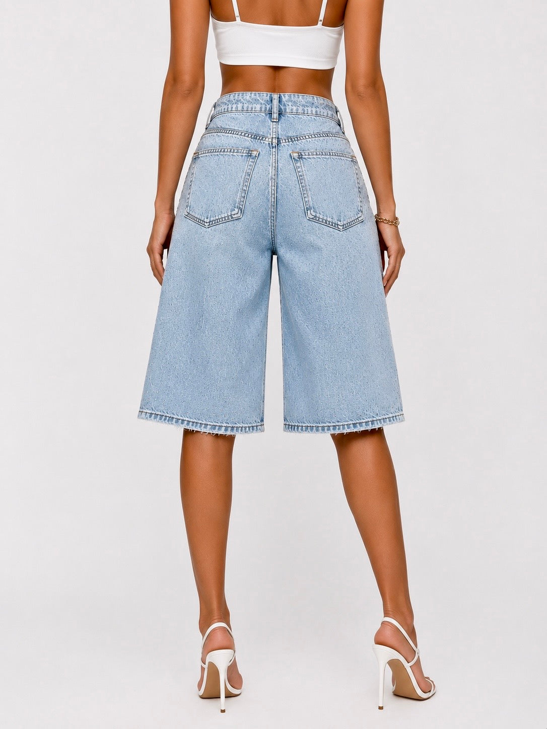 Bermude din denim cu pietre
