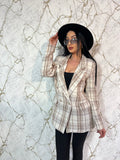 Sacou tweed bej în carouri
