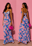 Rochie Plisată Leyla Floral Blue