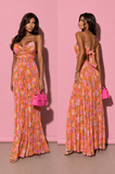 Rochie Plisată Leyla Floral Print Orange