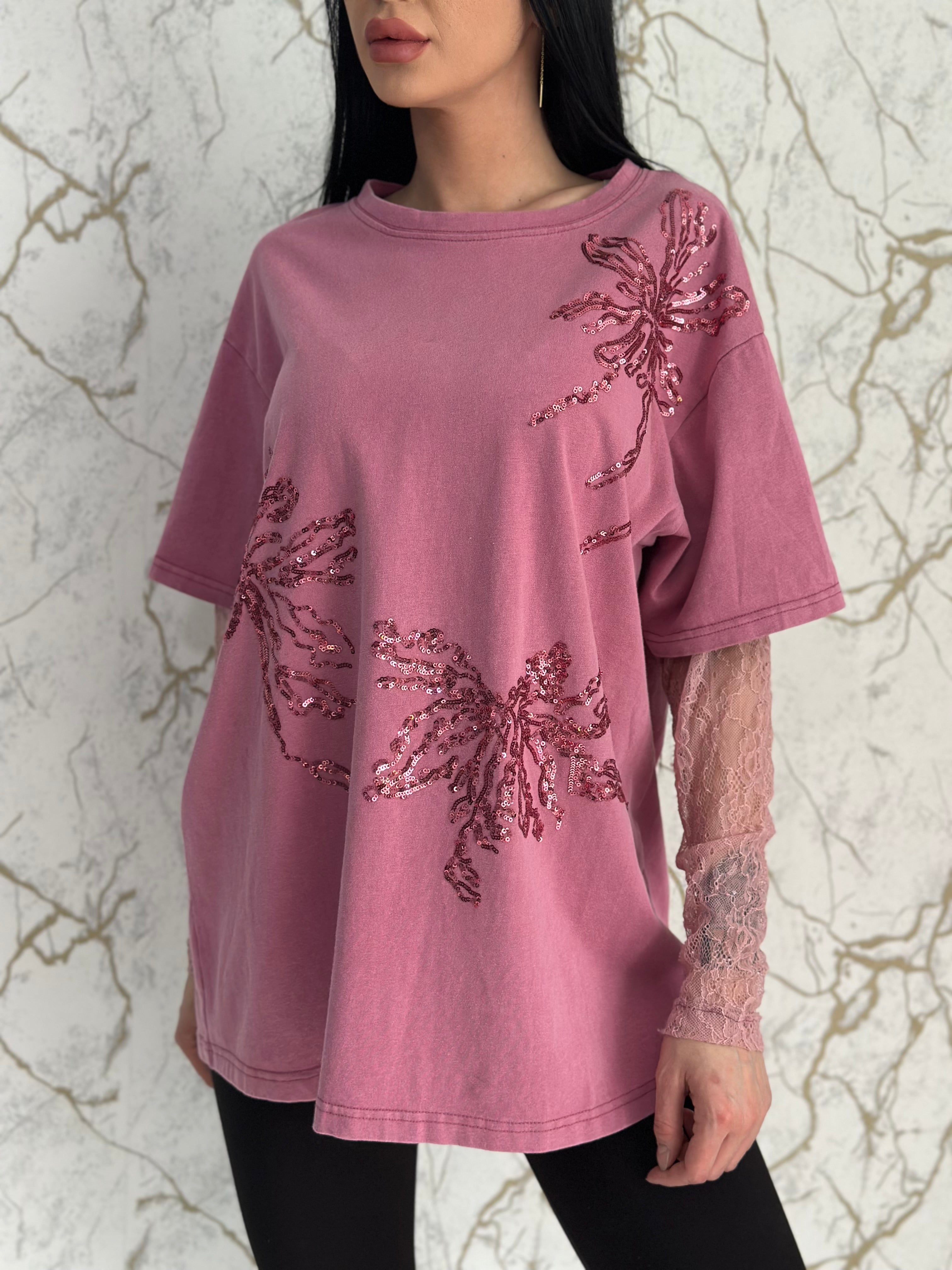 Tricou Dantelă Pink