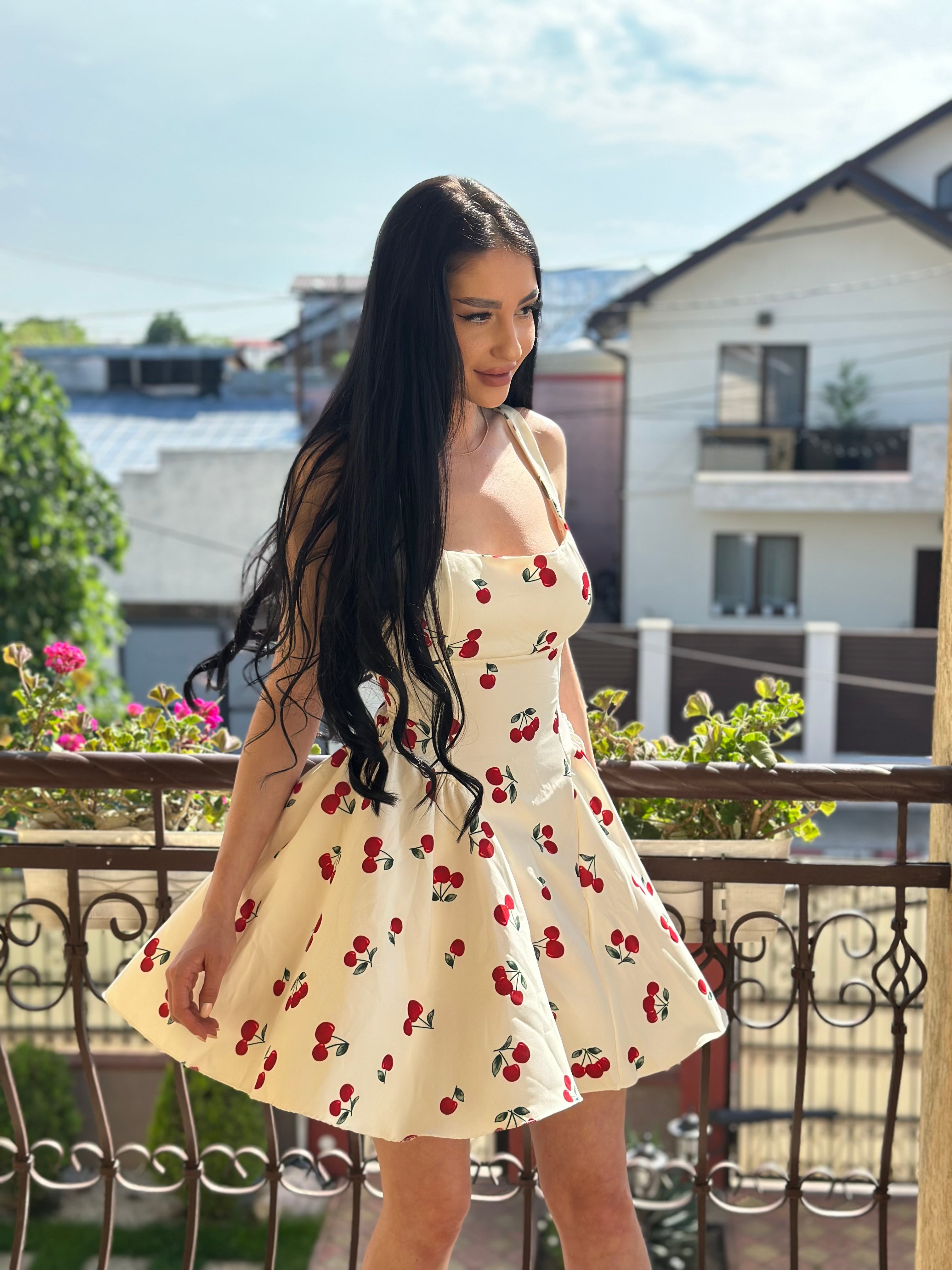 Rochie Ribbon Cherry White