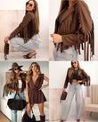 Jachetă Boho Chic Mocha Piele Întoarsă