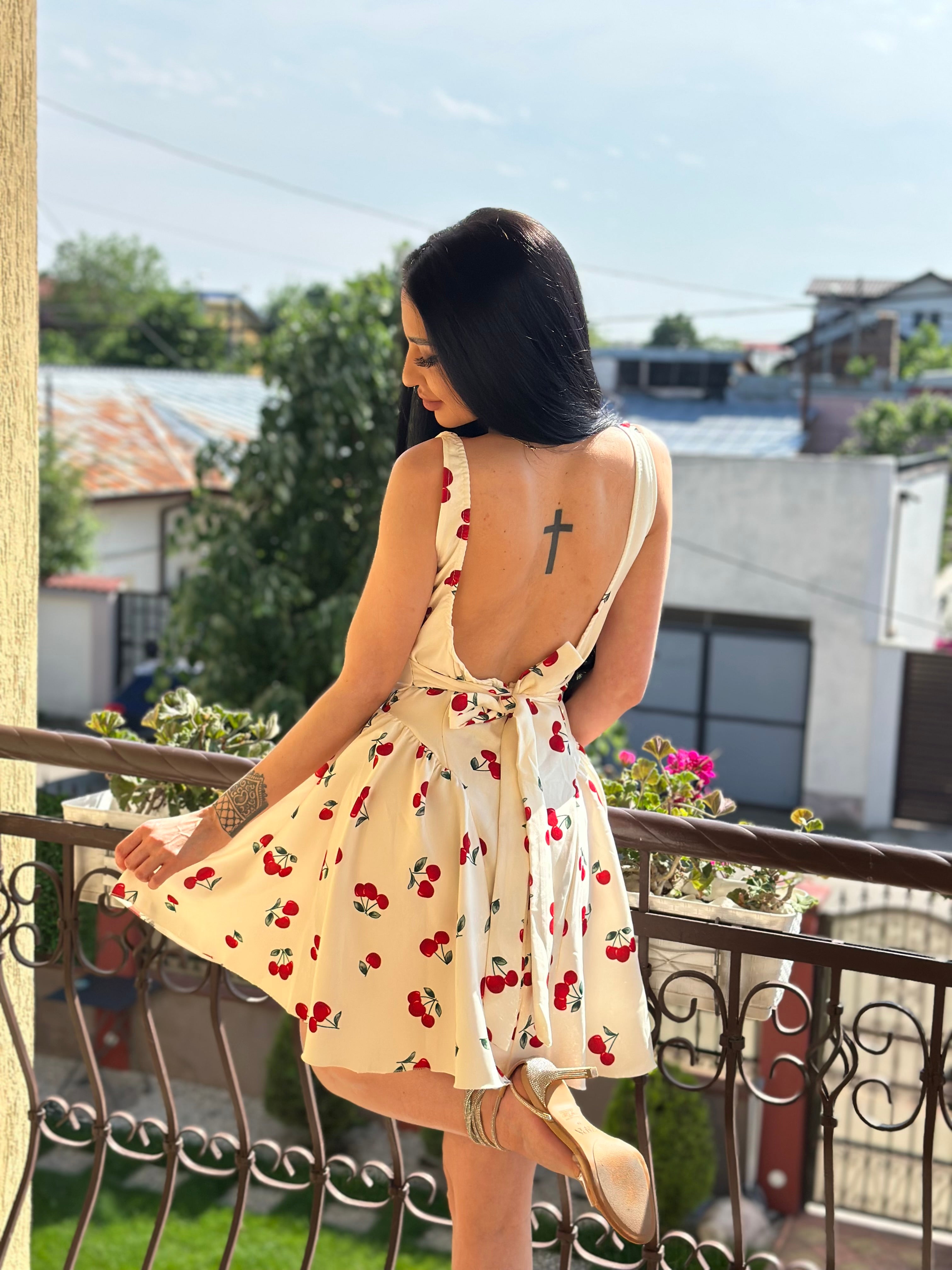Rochie Ribbon Cherry White