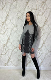 Rochie bodycon cu șnururi