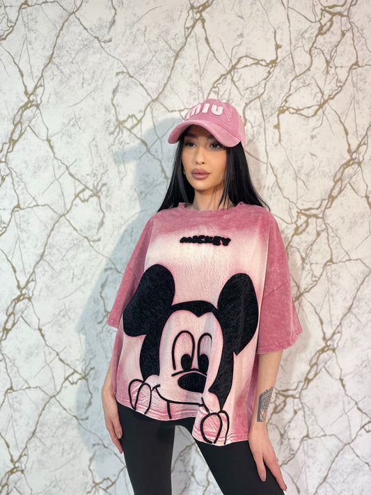 Tricou Oversized Pink Mouse Vibe