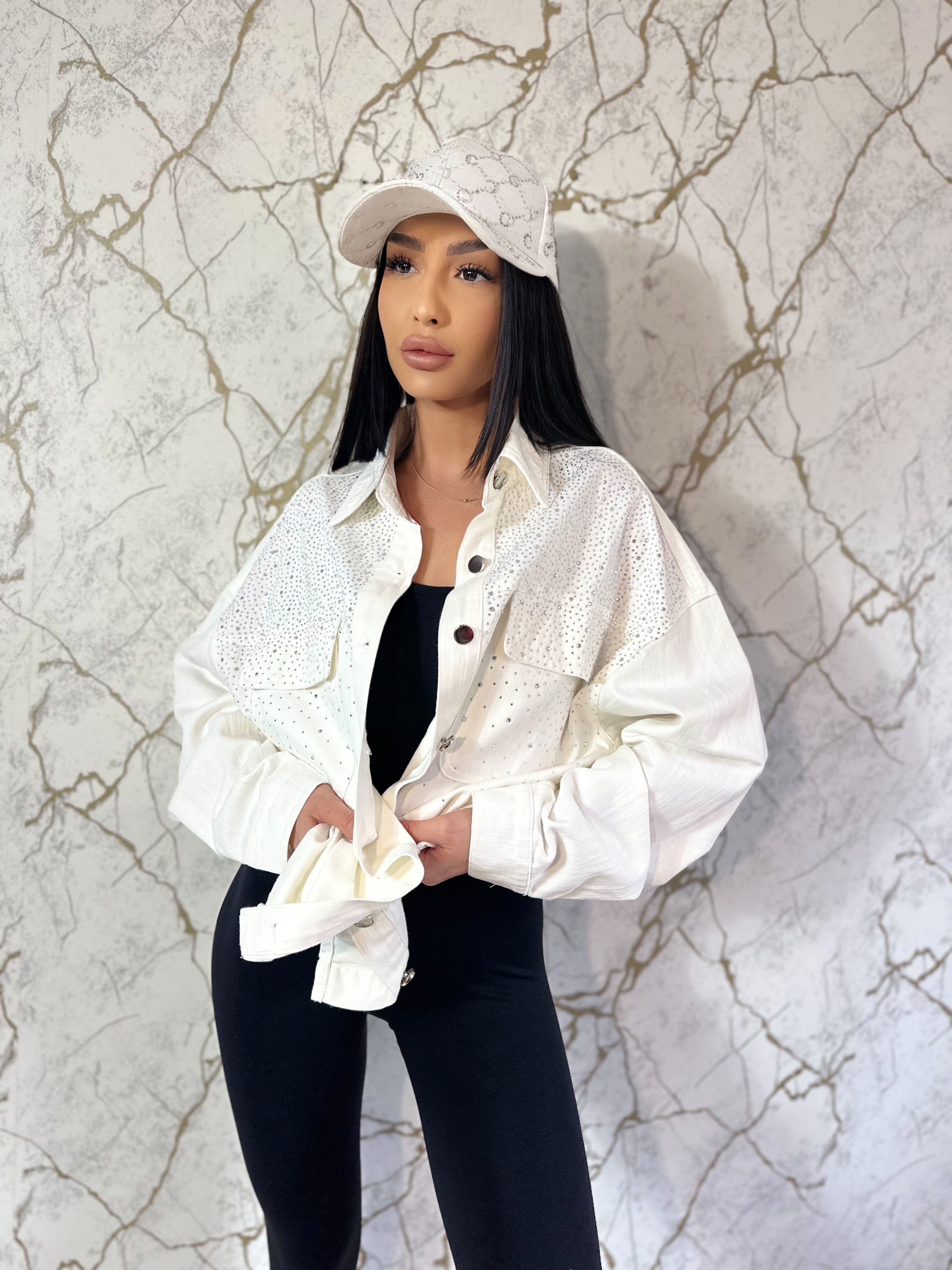 Jachetă Denim White