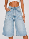 Bermude din denim cu pietre
