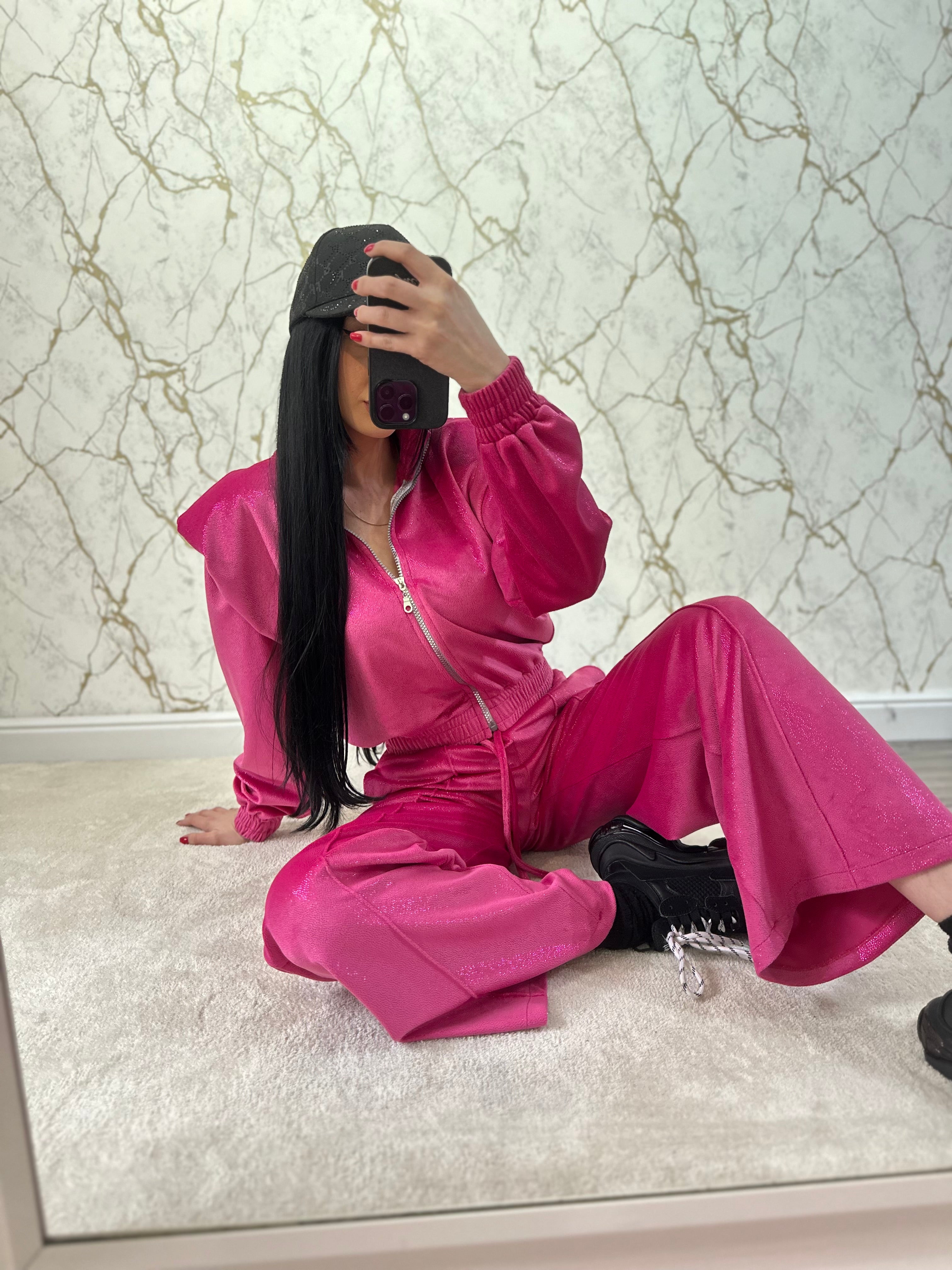 Compleu Catifea Glitter Pink