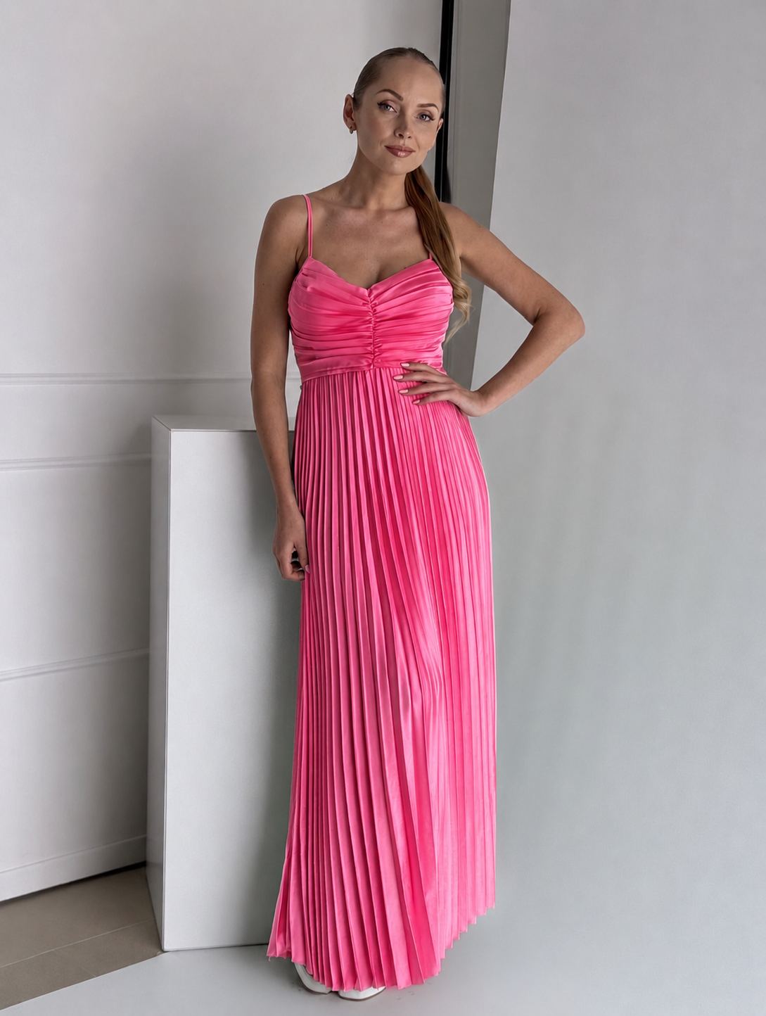 Rochie Plisată Leyla Pink