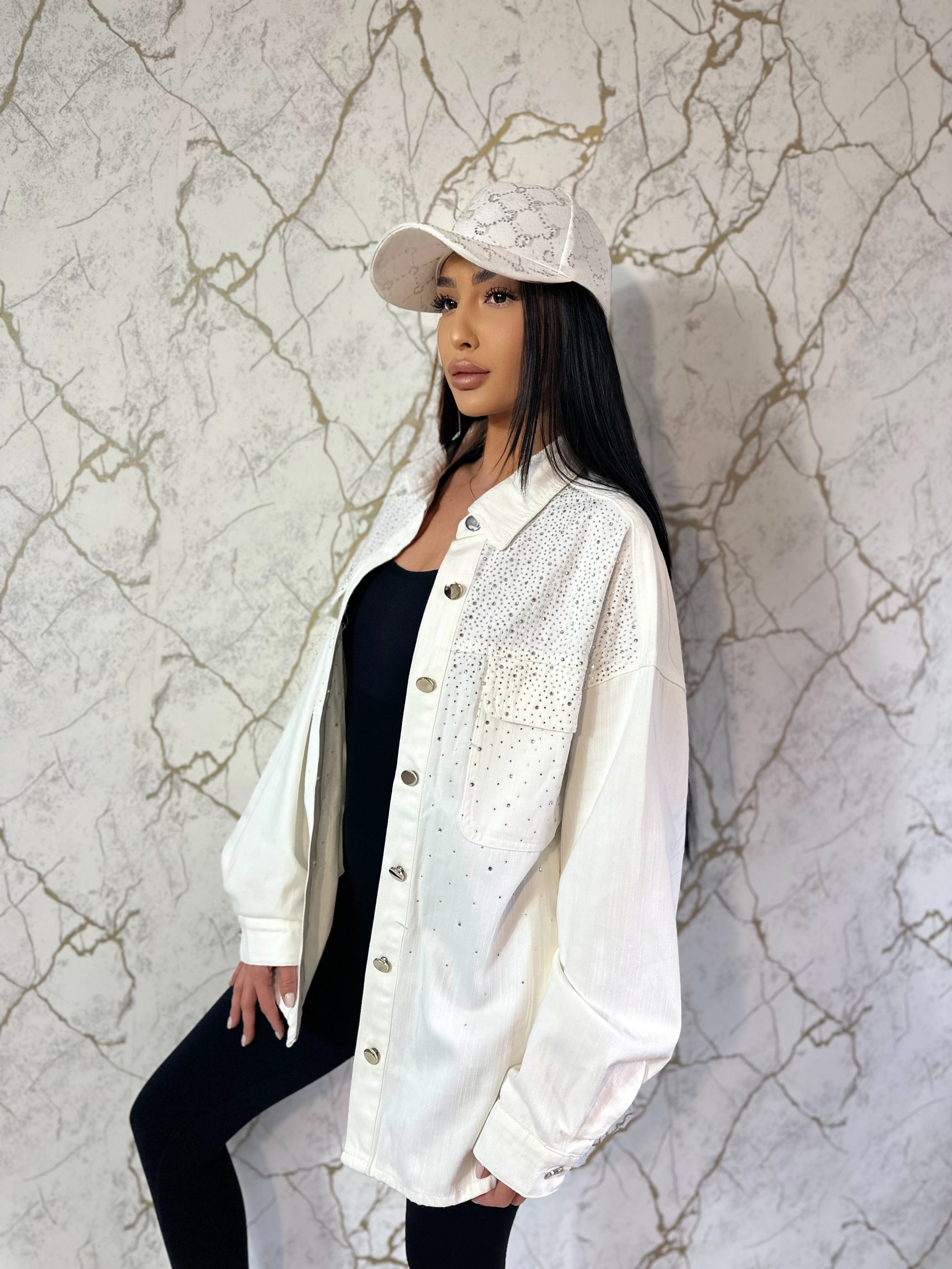 Jachetă Denim White