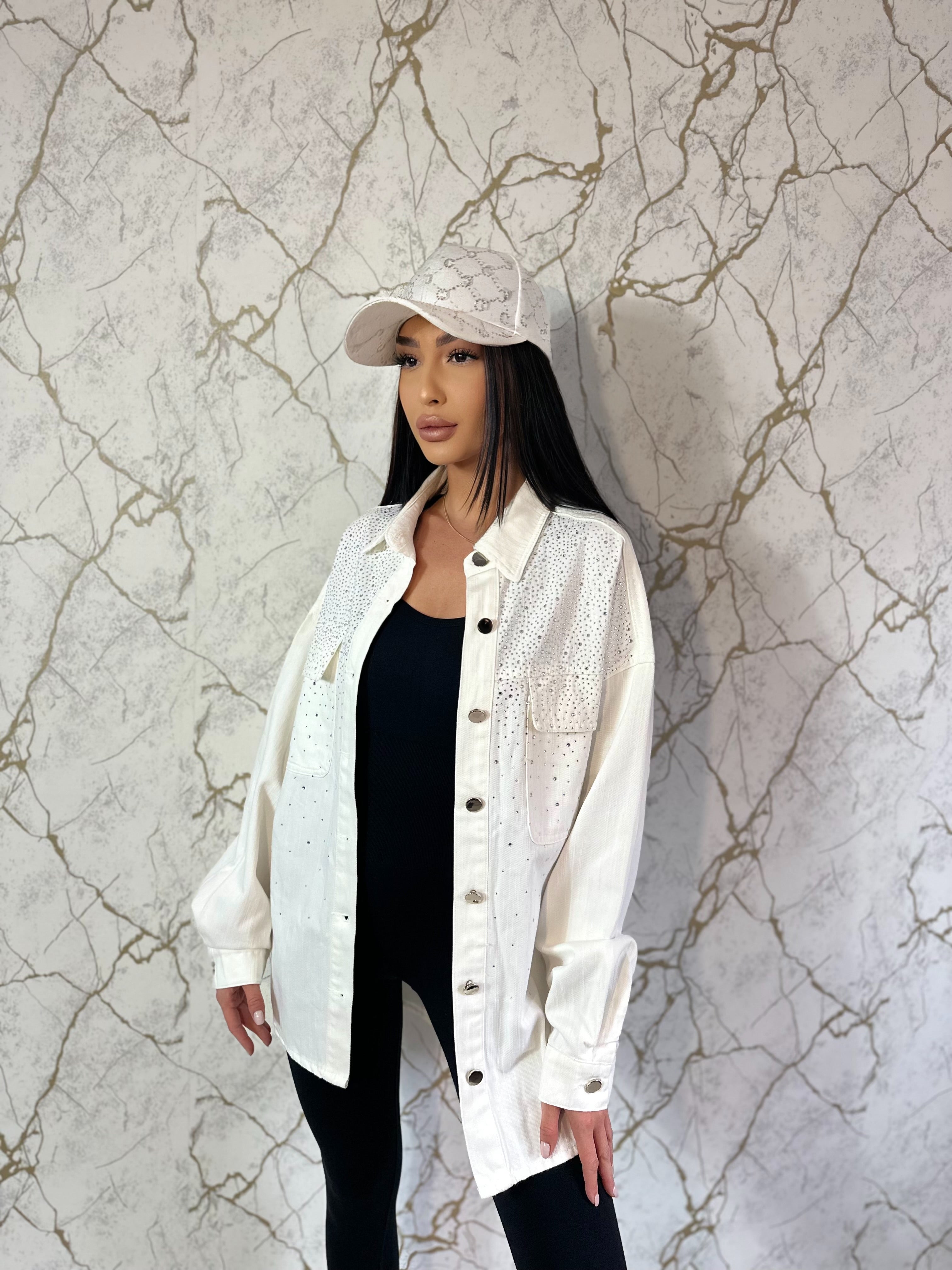 Jachetă Denim White