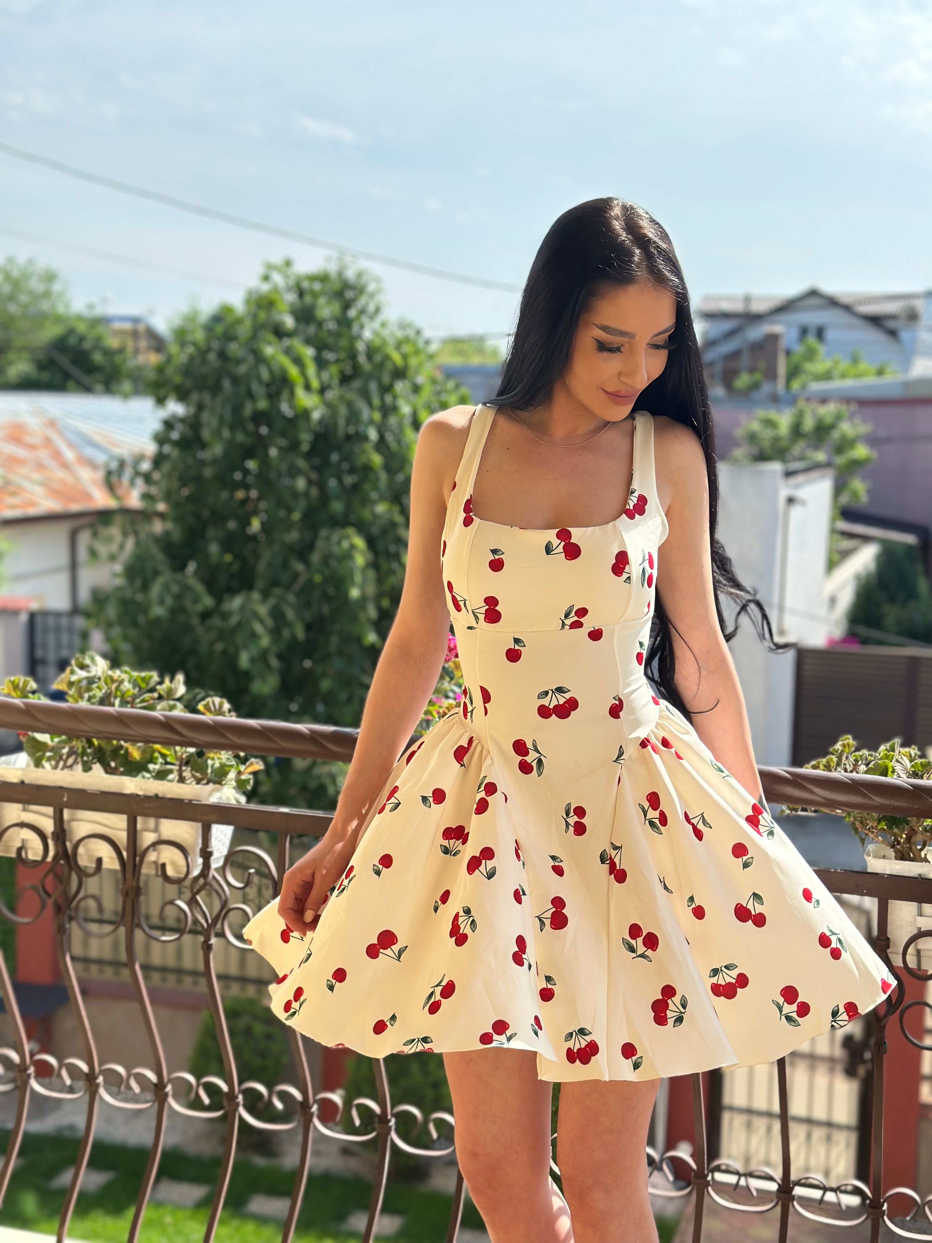 Rochie Ribbon Cherry White