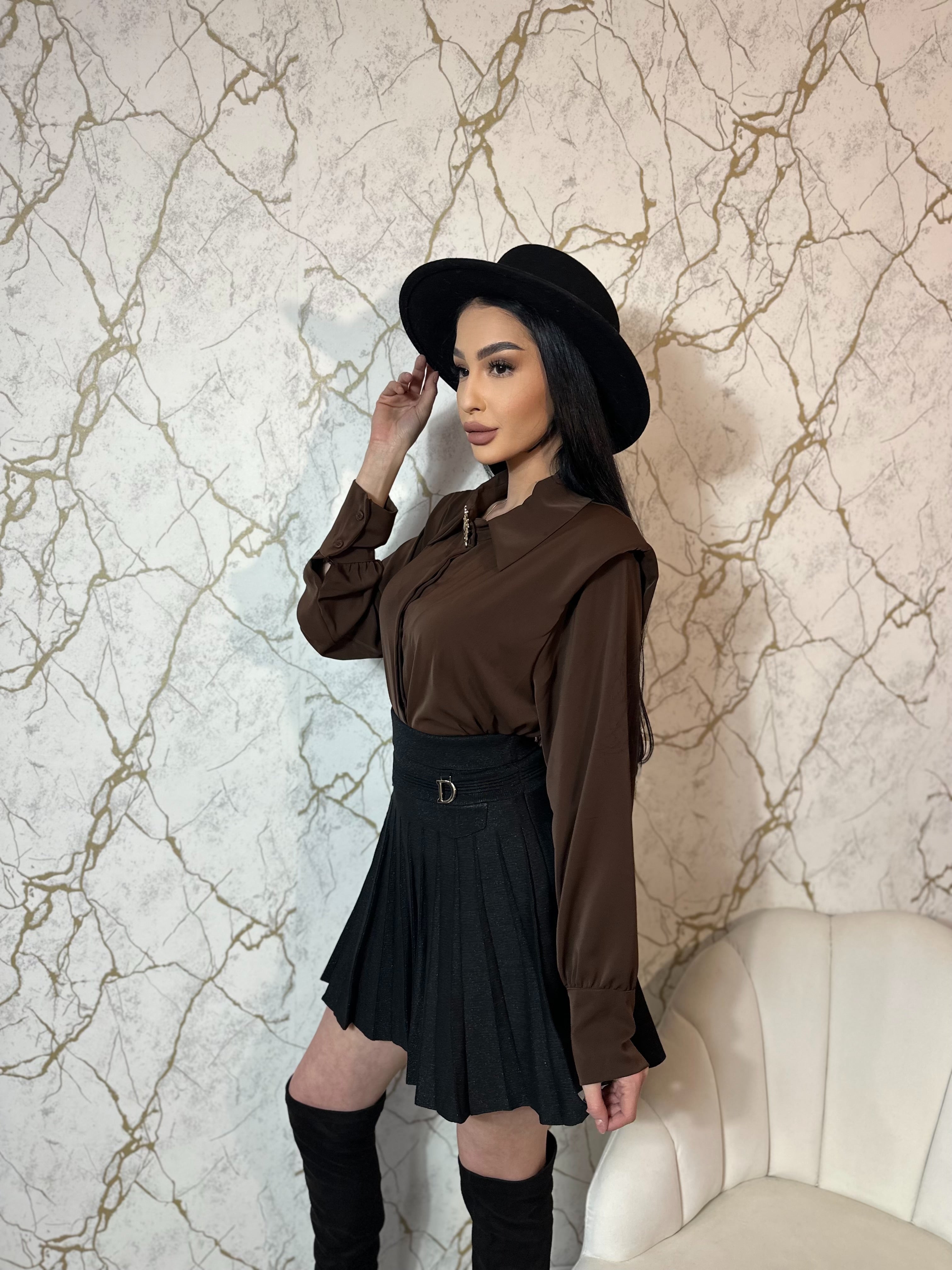 Cămașă cu umeri brown