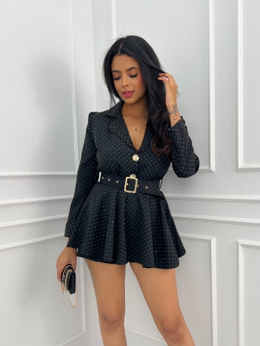 Salopeta Nia Black&Red Stras