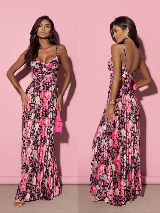Rochie Plisată Leyla Floral Black