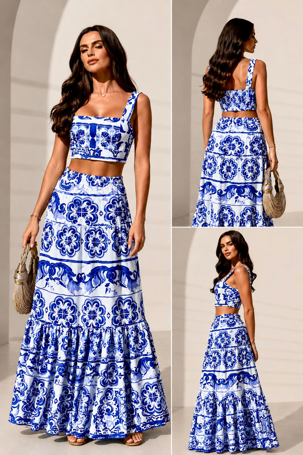 Fustă Maxi & Top Elastic cu Cupe