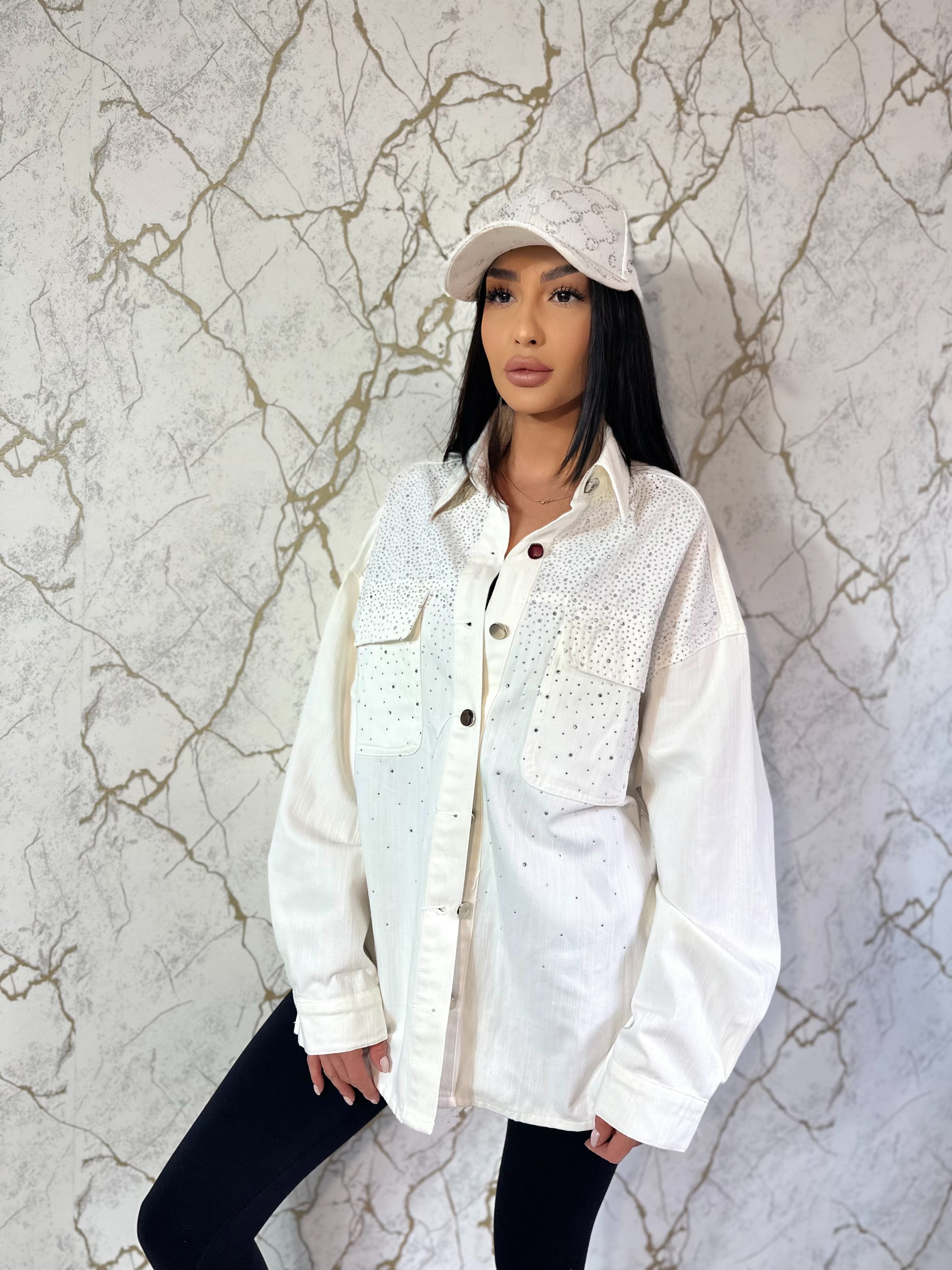 Jachetă Denim White