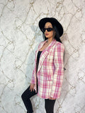 Sacou tweed roz în carouri