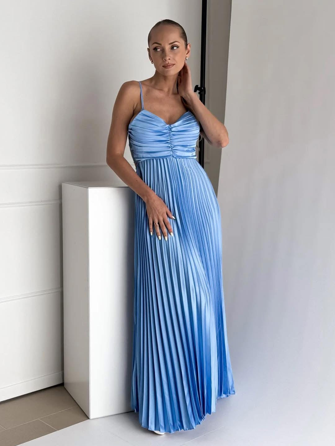 Rochie Plisată Leyla  Baby Blue