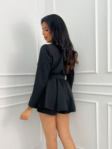 Salopeta Nia Black&Red Stras