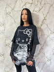 Tricou Coreea Style Hello Kitty Black