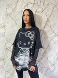 Tricou Coreea Style Hello Kitty Black