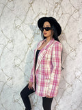 Sacou tweed roz în carouri