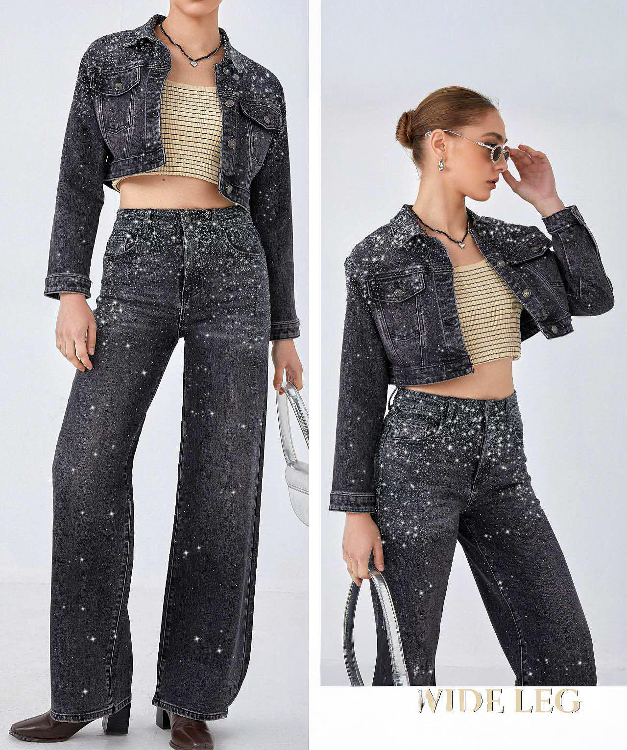 Compleu Wide Leg Stras