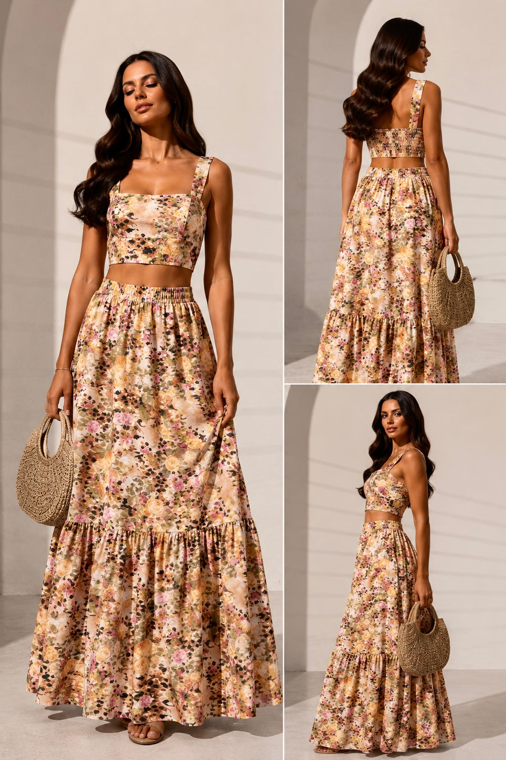 Fustă Maxi & Top Elastic cu Cupe