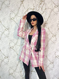 Sacou tweed roz în carouri