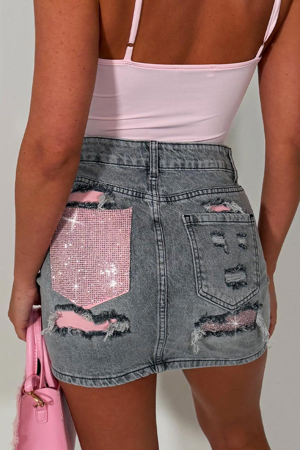 Fusta Pink Sparkle Grey