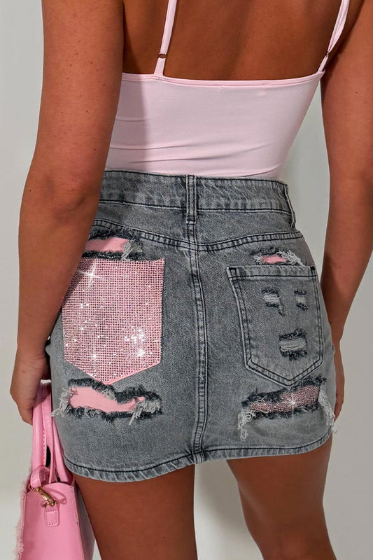 Fusta Pink Sparkle Grey
