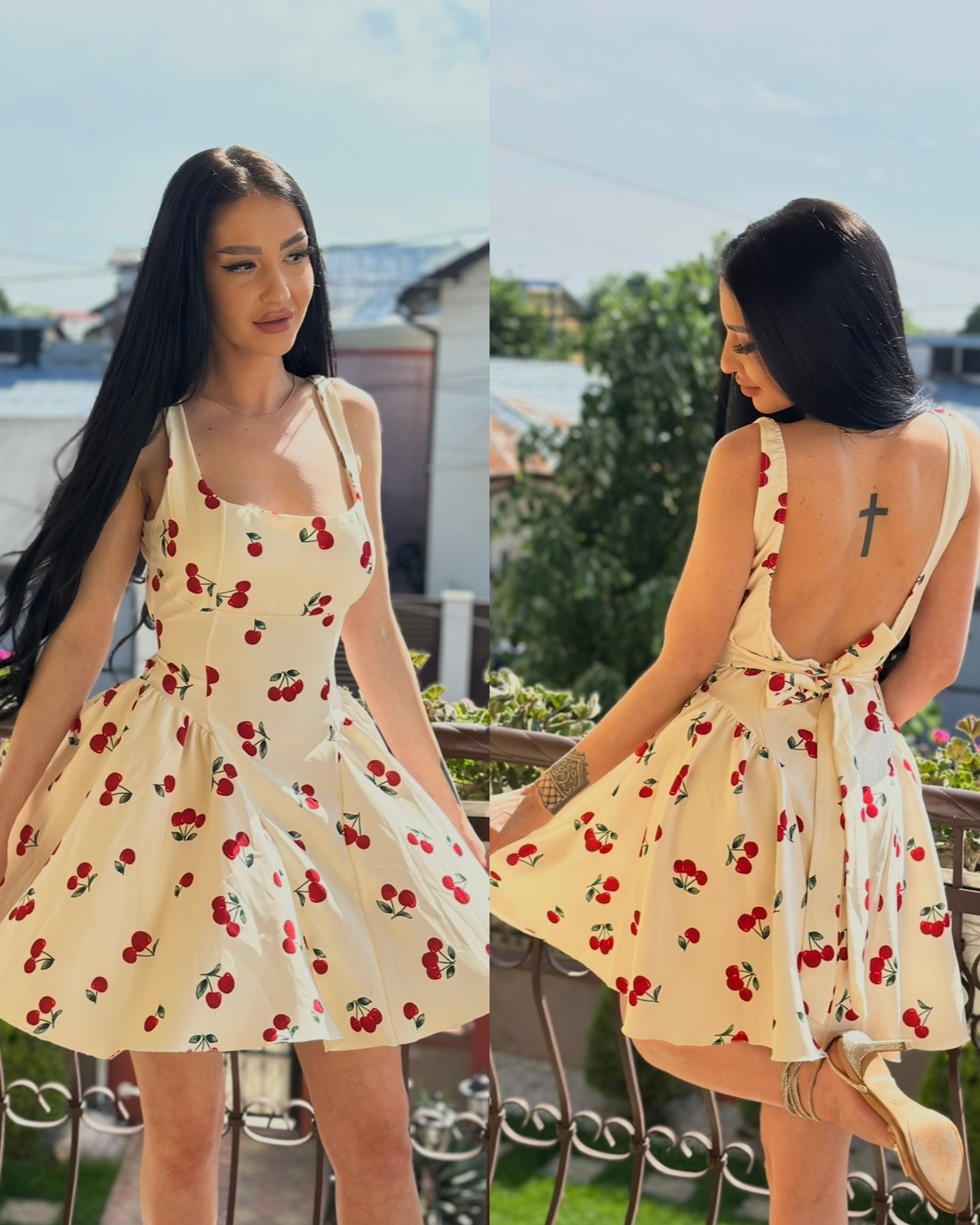 Rochie Ribbon Cherry White