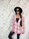 Sacou tweed roz în carouri