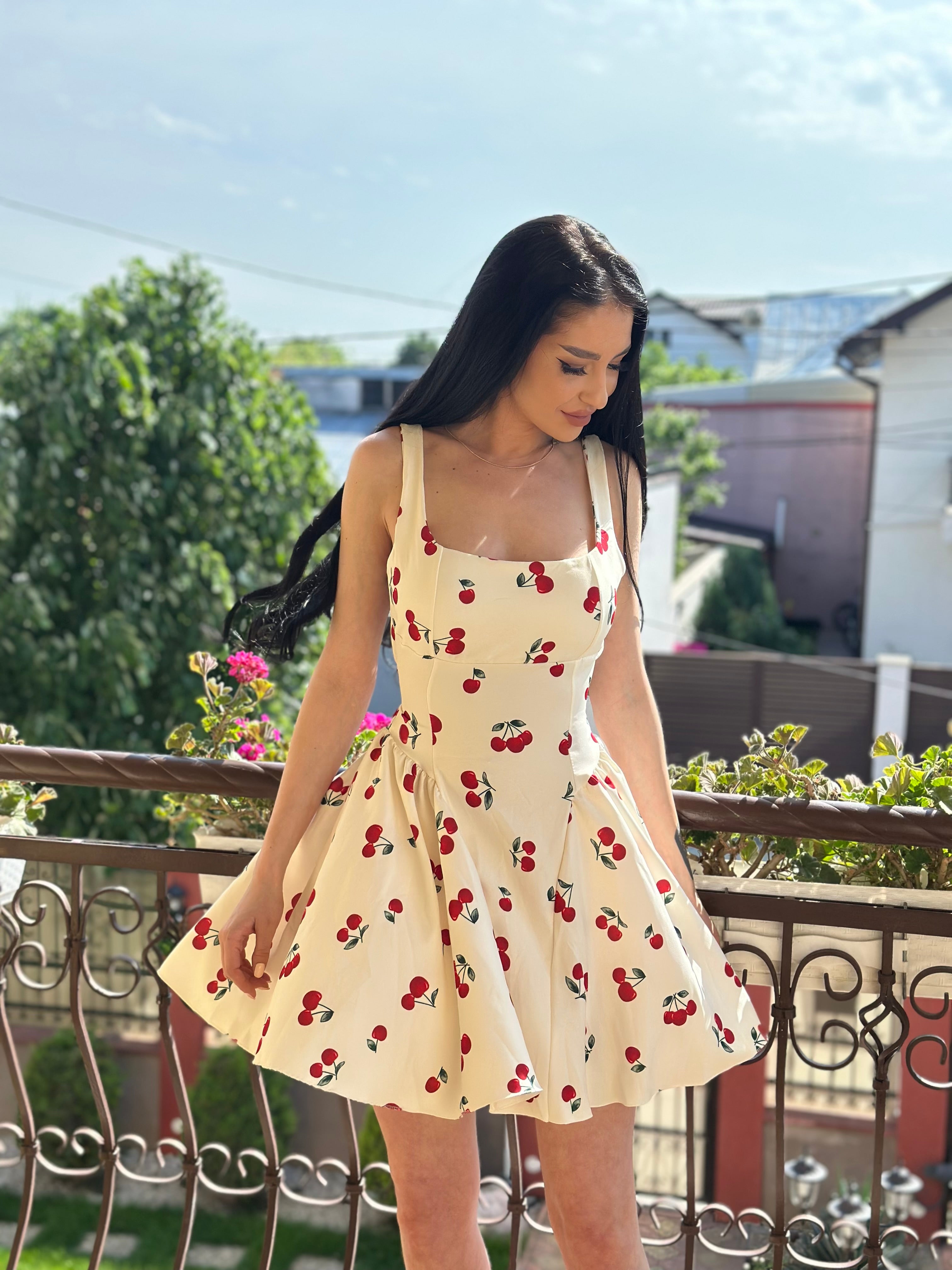 Rochie Ribbon Cherry White