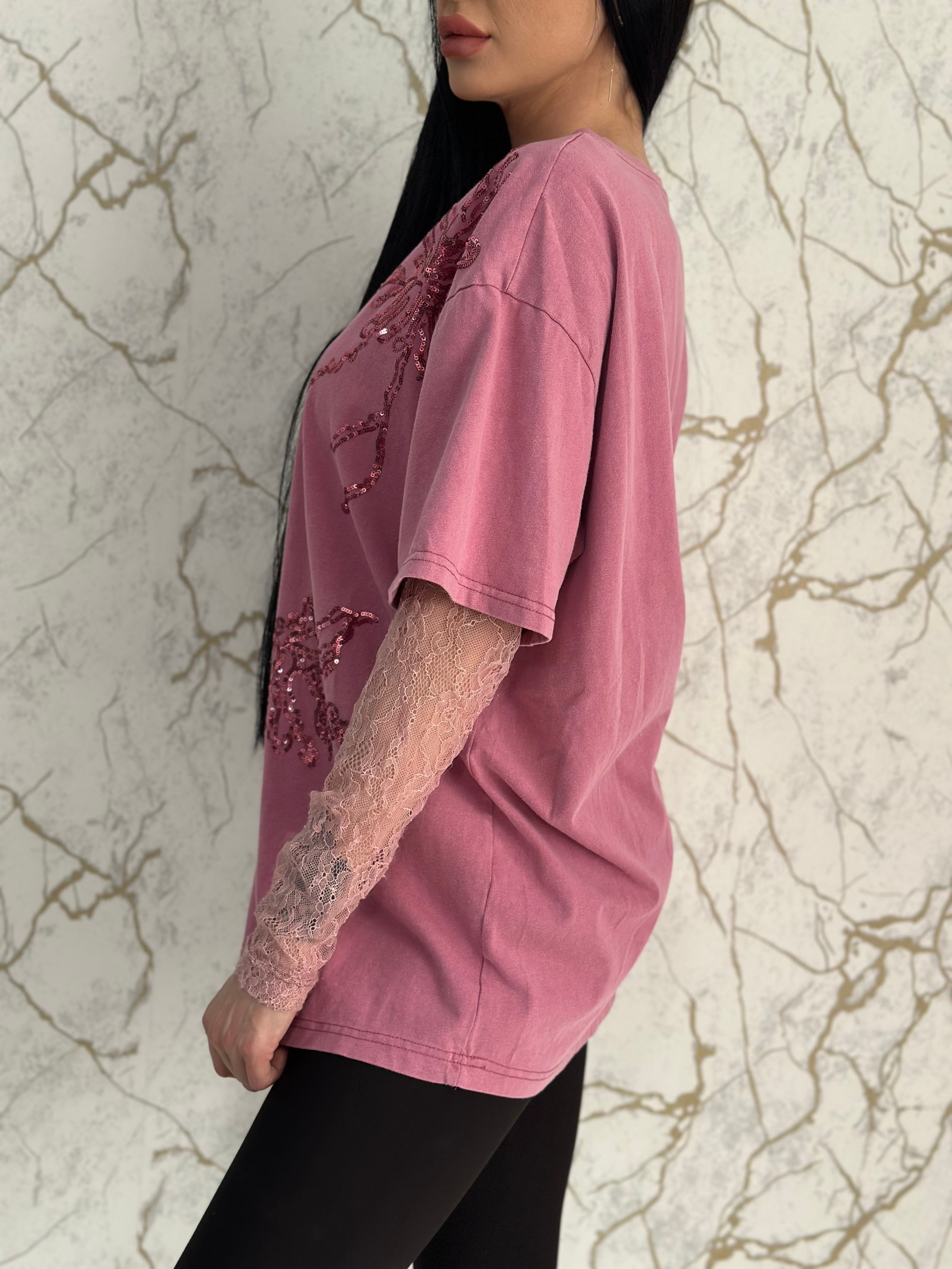 Tricou Dantelă Pink