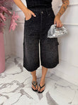 Bermude din denim cu pietre black
