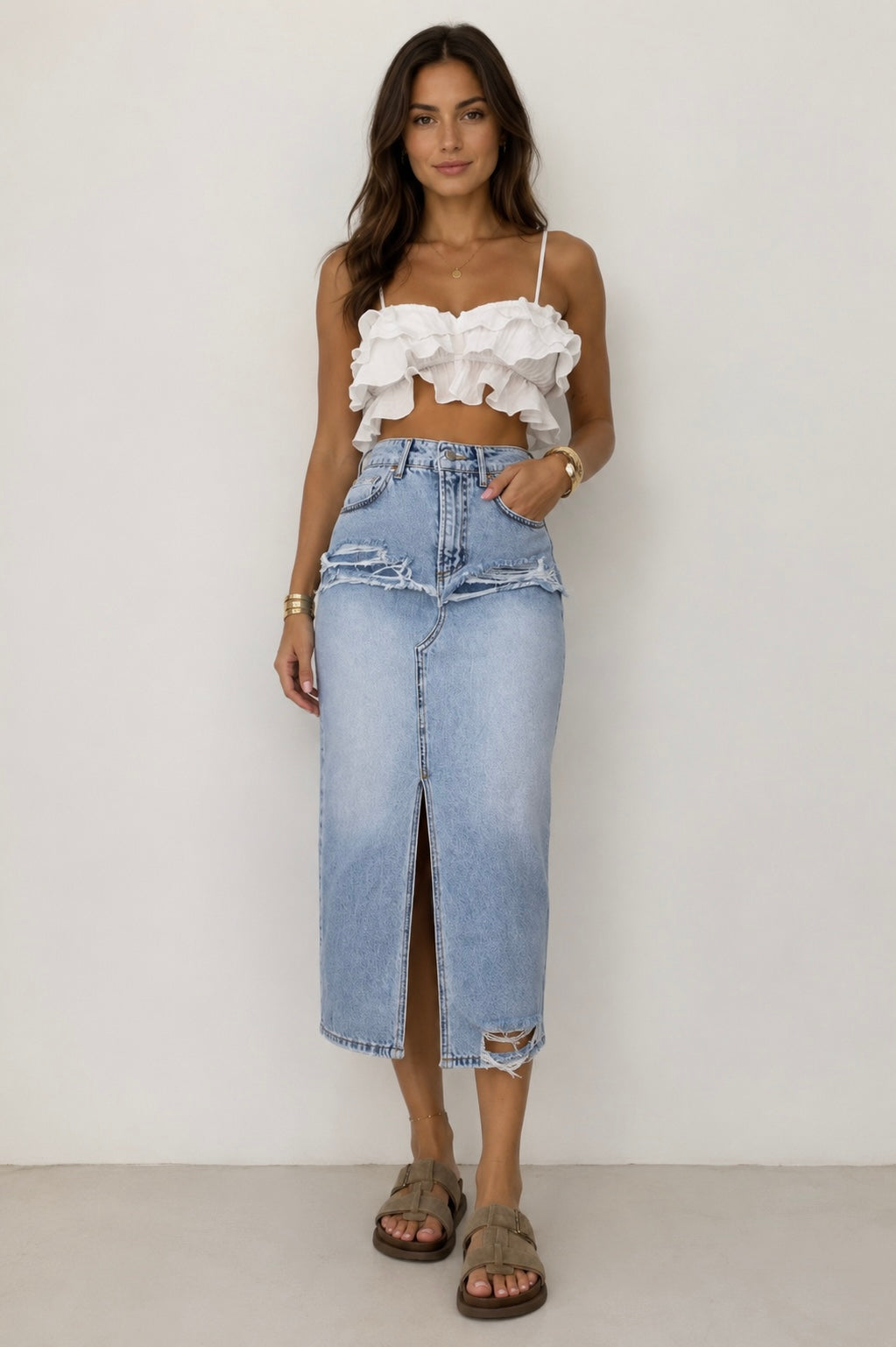 Fustă din denim lungă