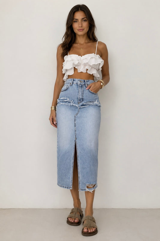 Fustă din denim lungă