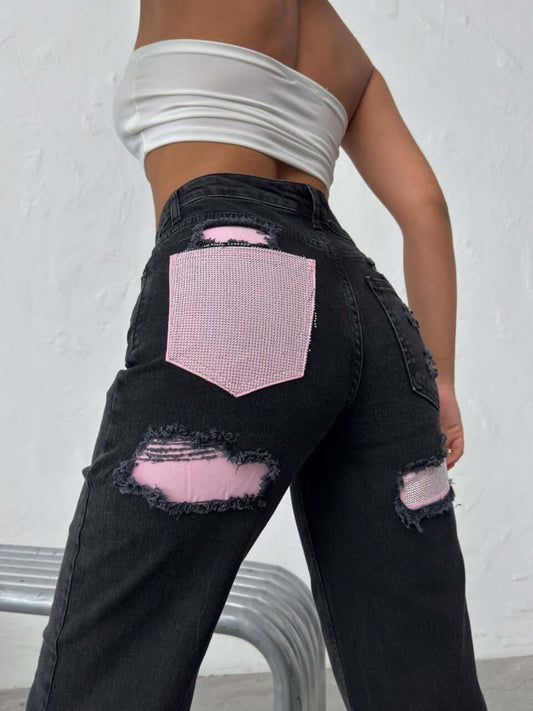 Blugi Pink Sparkle Black