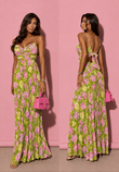 Rochie Plisata Leyla Floral Print Green