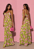 Rochie Plisata Leyla Floral Print Green
