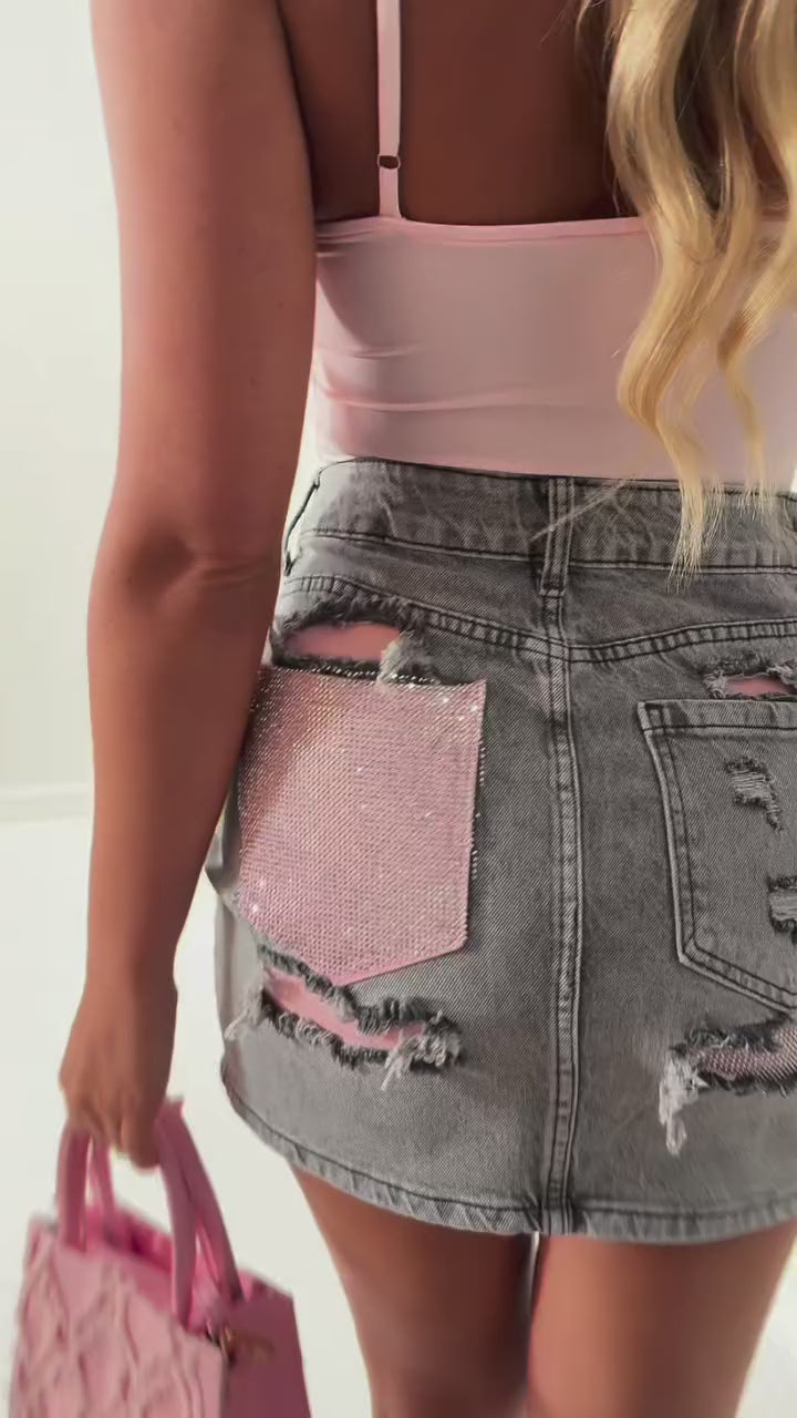 Fusta Pink Sparkle Grey